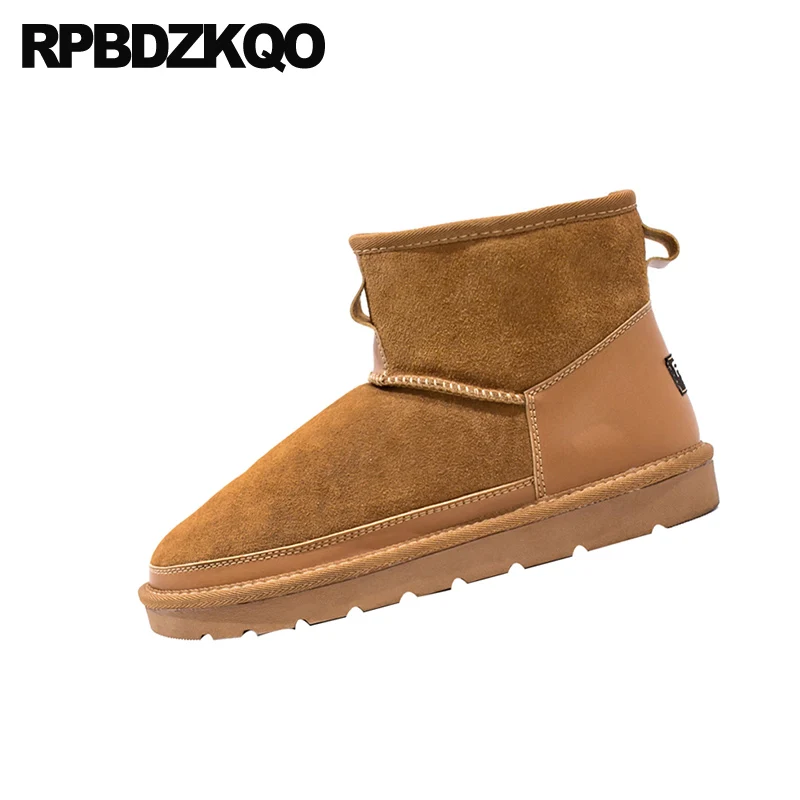 Мужские зимние ботинки из искусственной замши Snowboot коричневые короткие