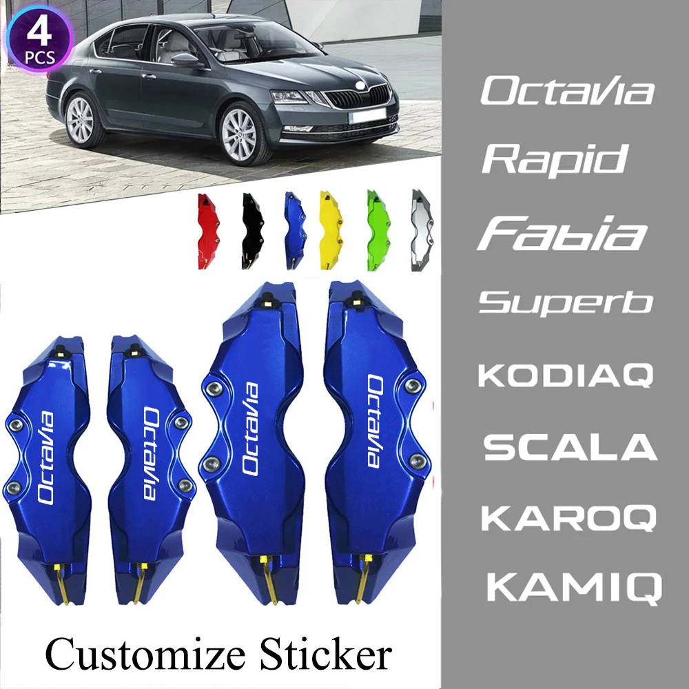 

4PCS for Skoda with Customize Sticker ABS Plastic Car Disc Brake Caliper Cover Car Styling Front and Rear Kit Auto Accessories