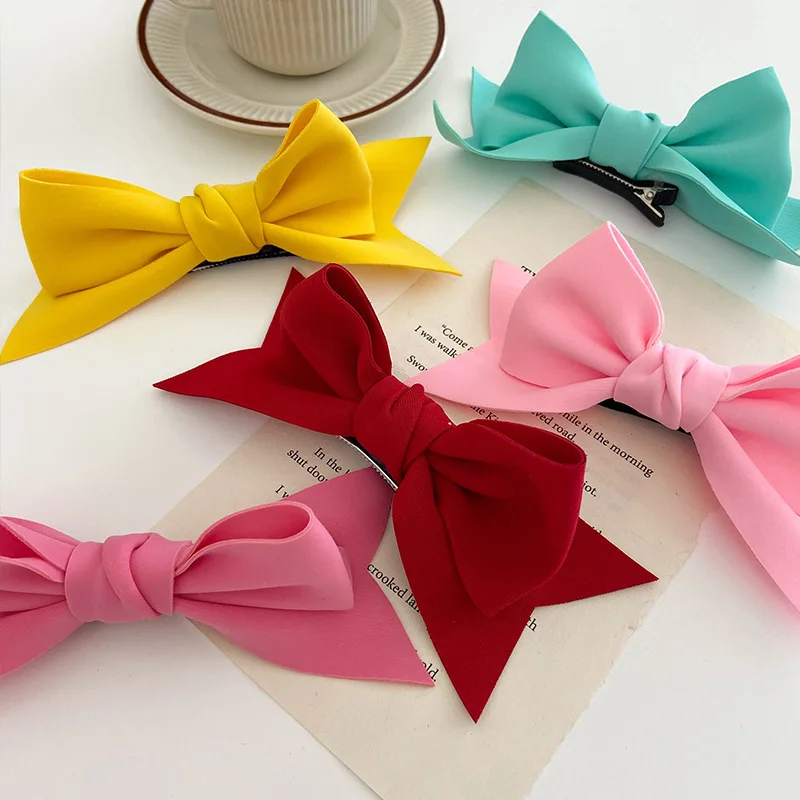 

New Girl Three-dimensional Bow Hairpin Solid Color Cute Sweet Top Clip Edge Clip Fashion Simple Women's Hair Accessories