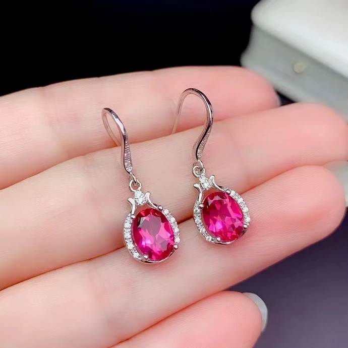 CoLife ювелирные изделия розовый топаз Висячие серьги для вечерние 8 мм * 10 VVS Класс