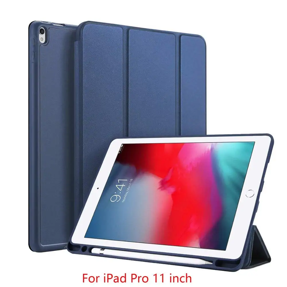 Blue Pro 11 DUX DUCIS умный чехол для iPad Air PU кожаный флип Мягкий Чехол для iPad 9,7 Pro 10,5 11 12,9 Mini 5+ карандаш держатель - Цвет: Blue Pro 11