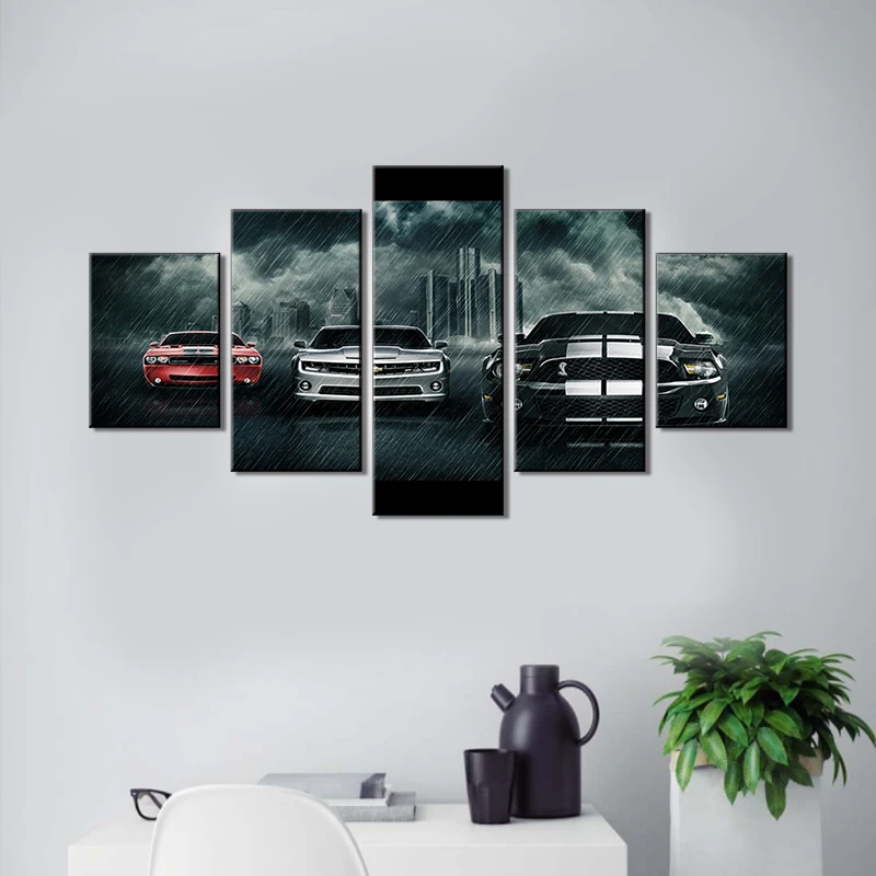 Модульные настенные картины на холсте 5 шт. роскошная Автомобильная картина в