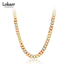 Ожерелье Lokaer из нержавеющей стали цвета 18-каратного золота шириной 9 мм, красочное глянцевое ожерелье, украшения в стиле хип-хопрок, цепочка для женщин и мужчин N21218
