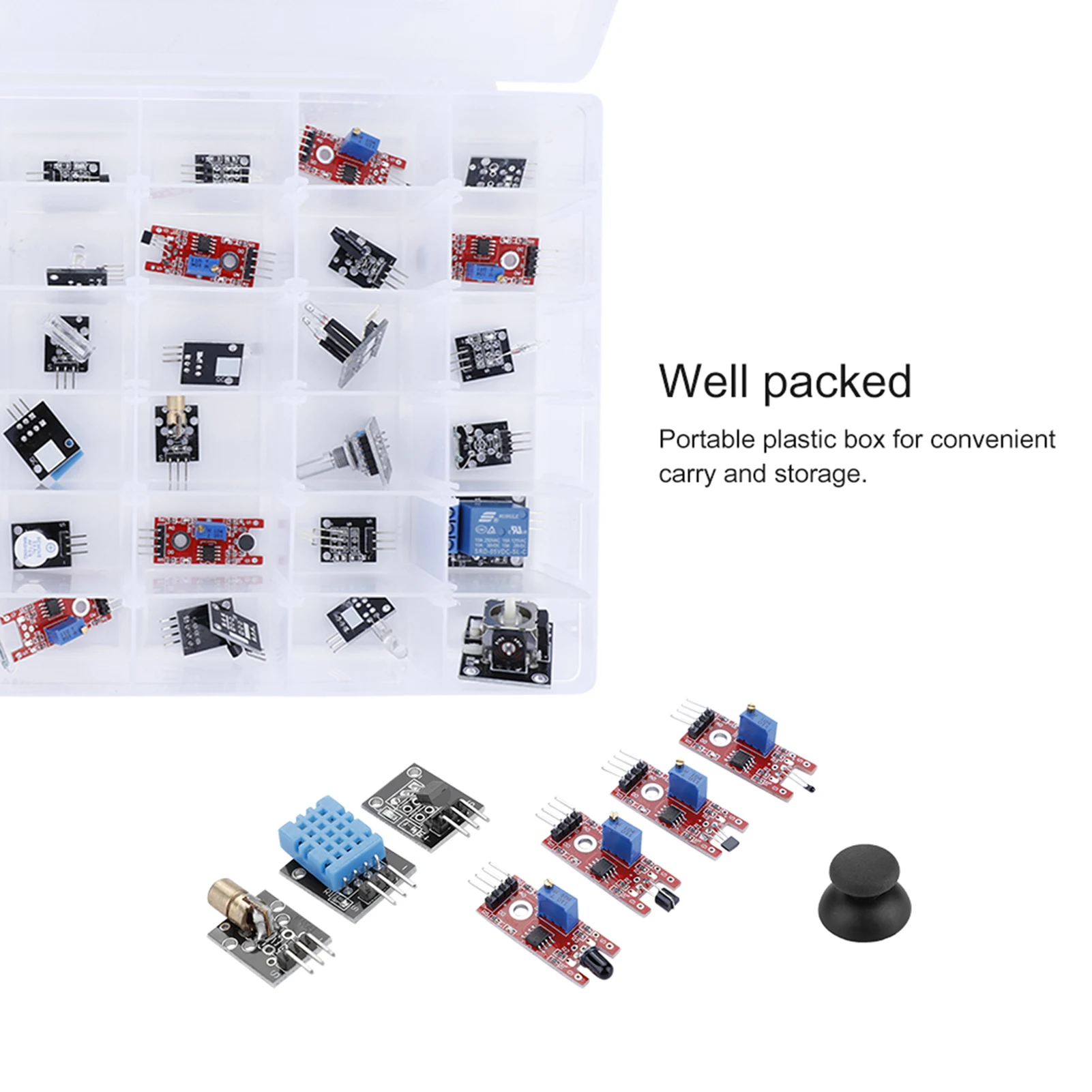 

37IN1 Professional Sensor Module Kits Set For All‑In‑One DIY Components Box Case UNO R3 Sensor Module Assembly Transparent