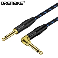 dremake guitar cable 14 inch straight to right angle instrument cable professional electric guitar cord and amp cable