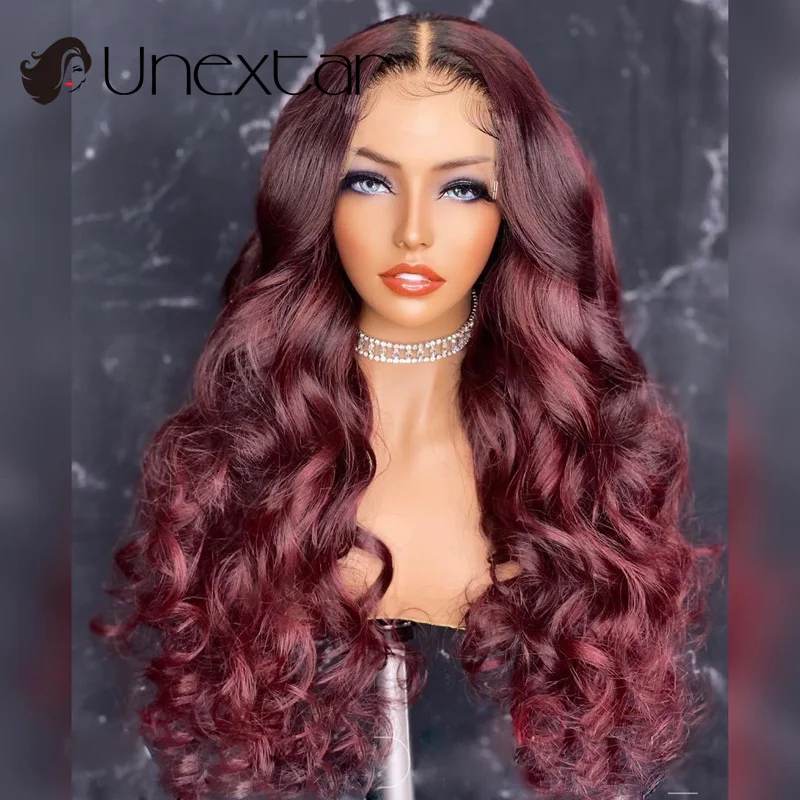 

Unextar Wave Hair 13×4 Lace Wig Human Hair Wigs 99 J Red Burgundy Pre-Plucked 180% Remy Free Part Lace Human Hair Deep Part Wigs