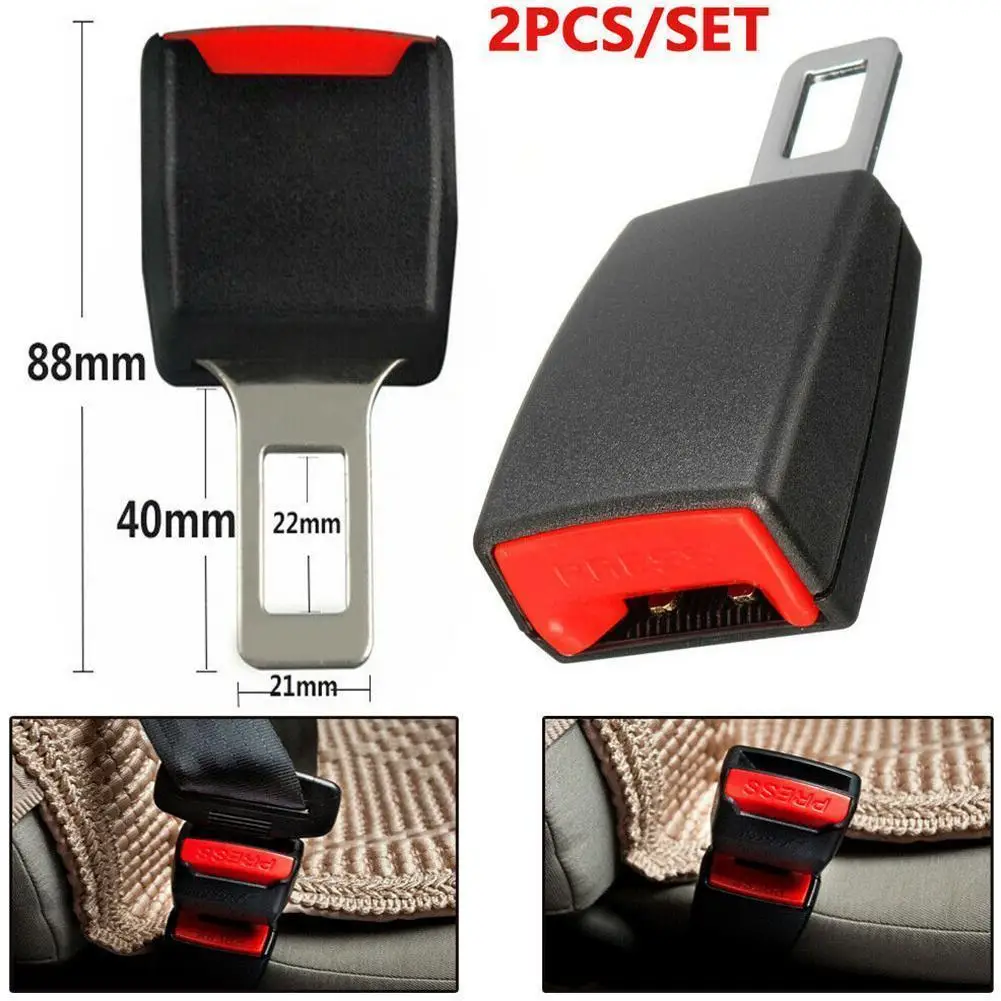 

2pcs Car Seat Belt Clip Extender Safety Seatbelt Lock Buckle Plug Thick Insert Socket Extender Safety Buckle