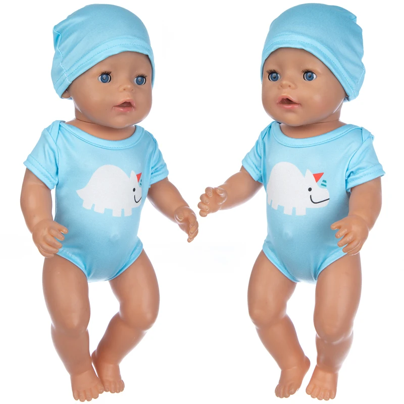 

Кукольная одежда аксессуары синий цельный Носорог в шляпе подходит для новорожденных 18 дюймов 40 см-43 см подарок на день рождения ребенка