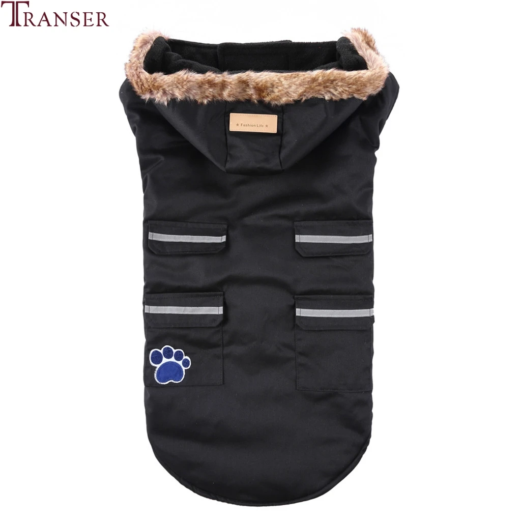 Transer Golden Retriver, Большие куртки для собак, искусственный мех, верхняя одежда с капюшоном, зимняя теплая одежда для собак, одежда для маленьких, средних и больших собак 9822