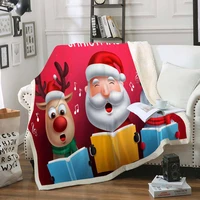 christmas blanket 2020 new double layer thickened cashmere santa claus gingerbread man reindeer christmas tapestry