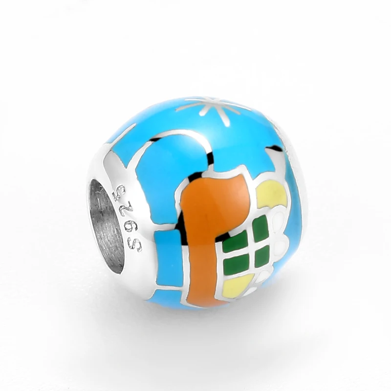 Шармы из серебра 925 пробы с синей эмалью подходят для браслетов пробы|Ювелирные