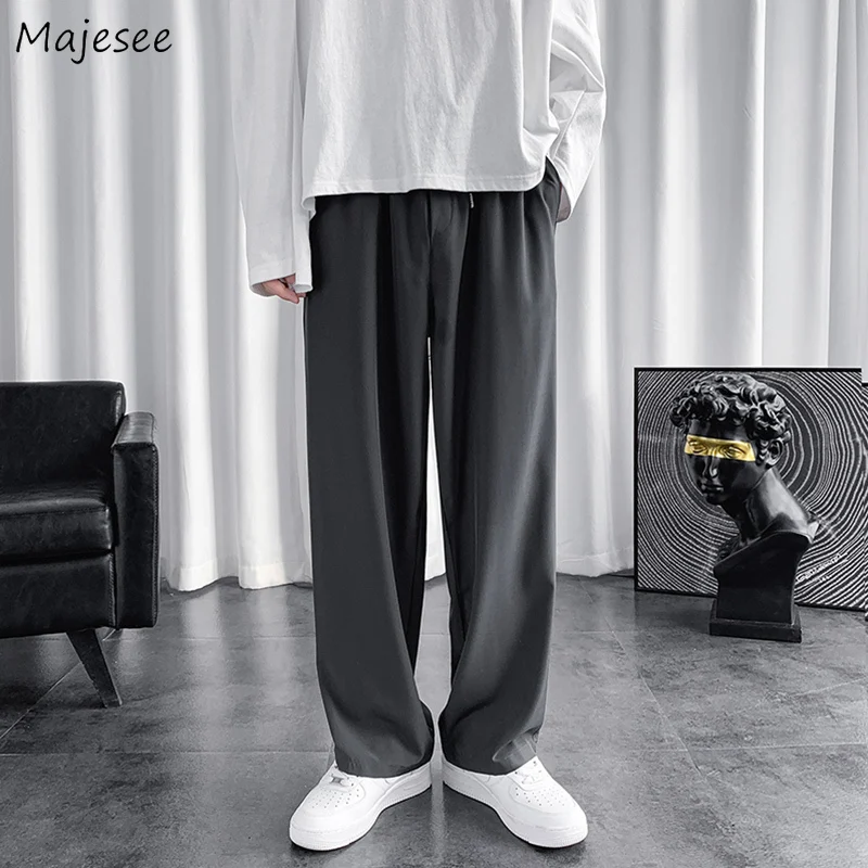 

Straight Casual Pants Men Spring Loose Solid Ankle-length Trousers Male High Street Social Business Ins Fashion Pantalones Basic