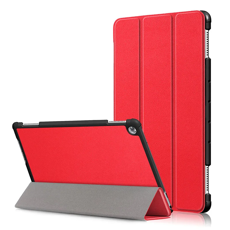Чехол для Huawei MediaPad M5 Lite 10 BAH2-W19/L09/W09 Ультратонкий чехол-подставка из искусственной кожи для медиа-планшета M5 Lite 10,1" - Цвет: red for M5 Lite 10