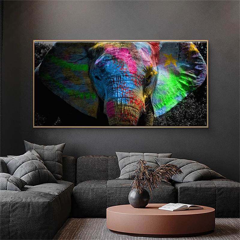 

Graffiti Art Elephant Canvas Paintings On The Wall Posters And Prints Colorful Animal Wall Pictures For Kids Room Painting Decor