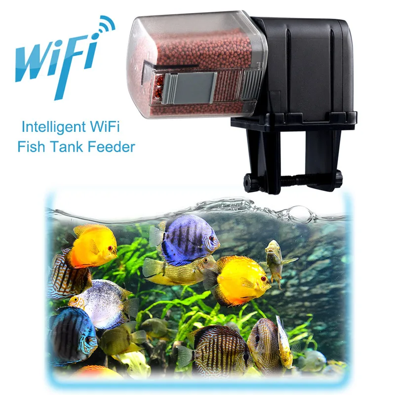 

Automatic Fish Feeder WiFi Programmable Smart Device App Controlled Fish Tank Food Dispenser