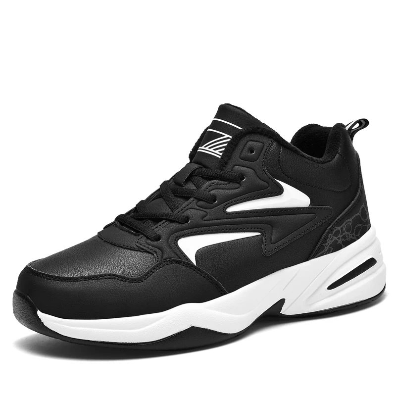 Высокие мужские спортивные теннисные туфли плюшевые сохраняющие тепло