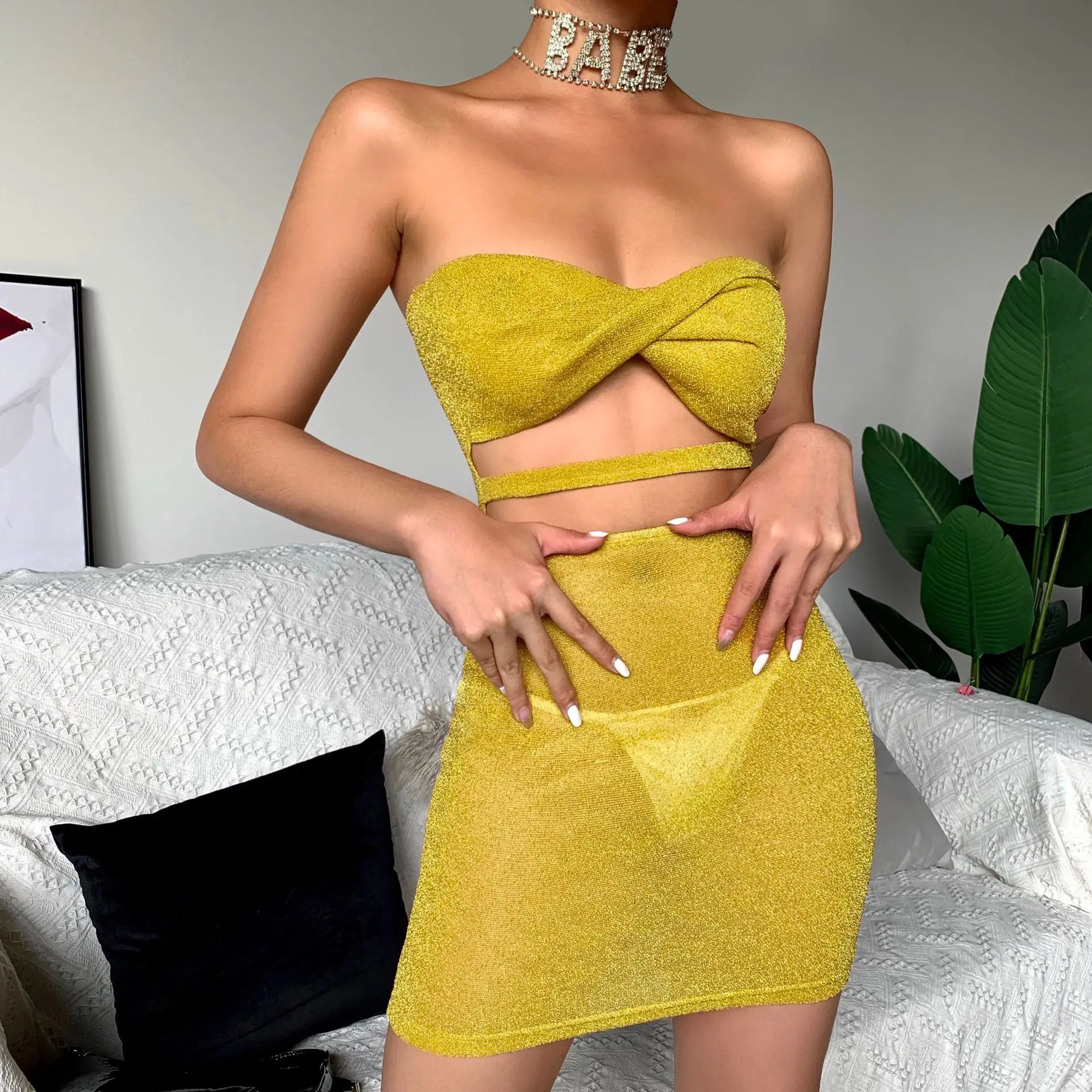 Сексуальное облегающее мини-платье без бретелек с открытыми плечами для женщин