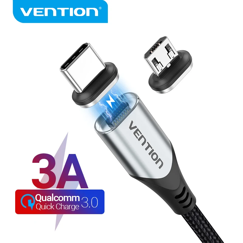 Магнитный зарядный кабель Vention Micro USB для Xiaomi с поддержкой быстрой зарядки и