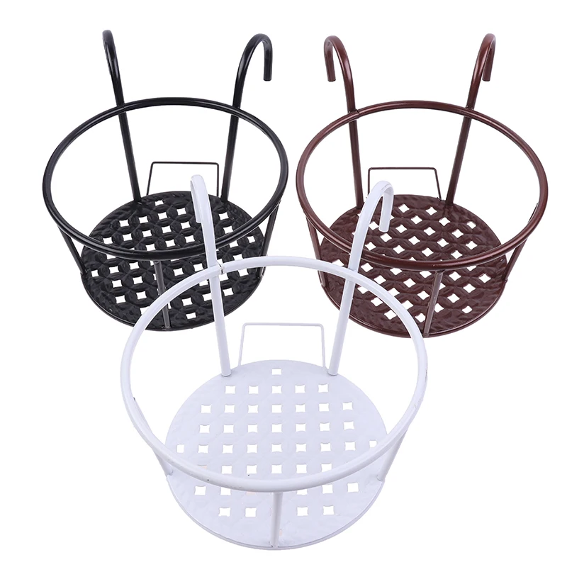 

1PCS High Quality Garden Supplies Hanging Plant Iron Racks Balcony Round Flower Pot Rack Railing Fence Outdoor
