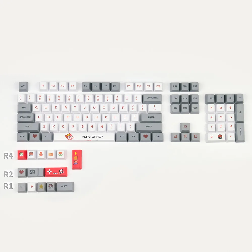 

116Kyes Game Boy PBT Keycaps OEM Profile Asian layout Keycaps for MX Switches GH60 GK61 GK64 84 87 104 108 Mechanical Keyboard