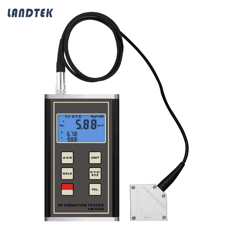 

Digital Vibration Meter 3-Axis Piezoelectric Accelerometer Sensor Measures 3 Channel Portable Vibrometer Analyzer VM-6380