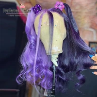preferred half purple 13x4 lace front wig pre plucked straight lace front human hair wigs remy tranaparent lace wigs for women