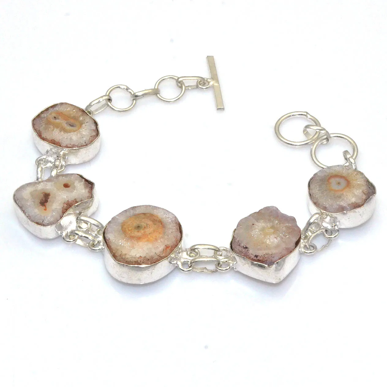 

Genuine Solar Quartz Druzy Silver Copper Bracelet , Women Jewelry gift, 20.5 cm, B4134