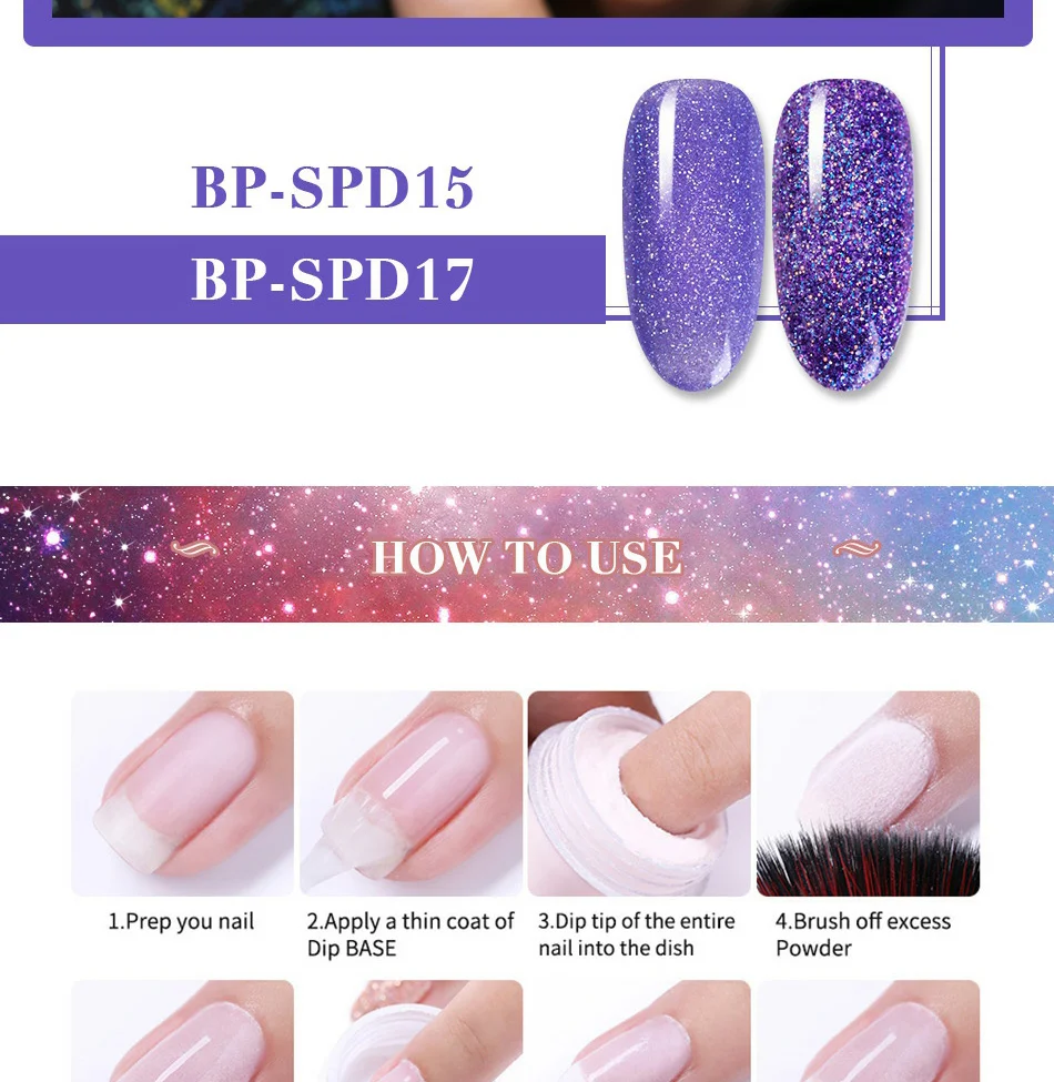 BORN PRETTY 10 мл погружающаяся пудра для ногтей блестящая голографическая натуральная сухая акриловая пыль Dip украшения для ногтей Дизайн ногтей