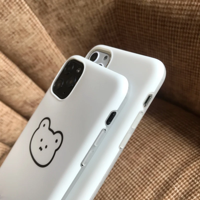 Простой Чехол для мобильного телефона с белым медведем для iPhone 11 Pro Max, силиконовый защитный чехол для iPhone X XR XS Max, мягкий чехол