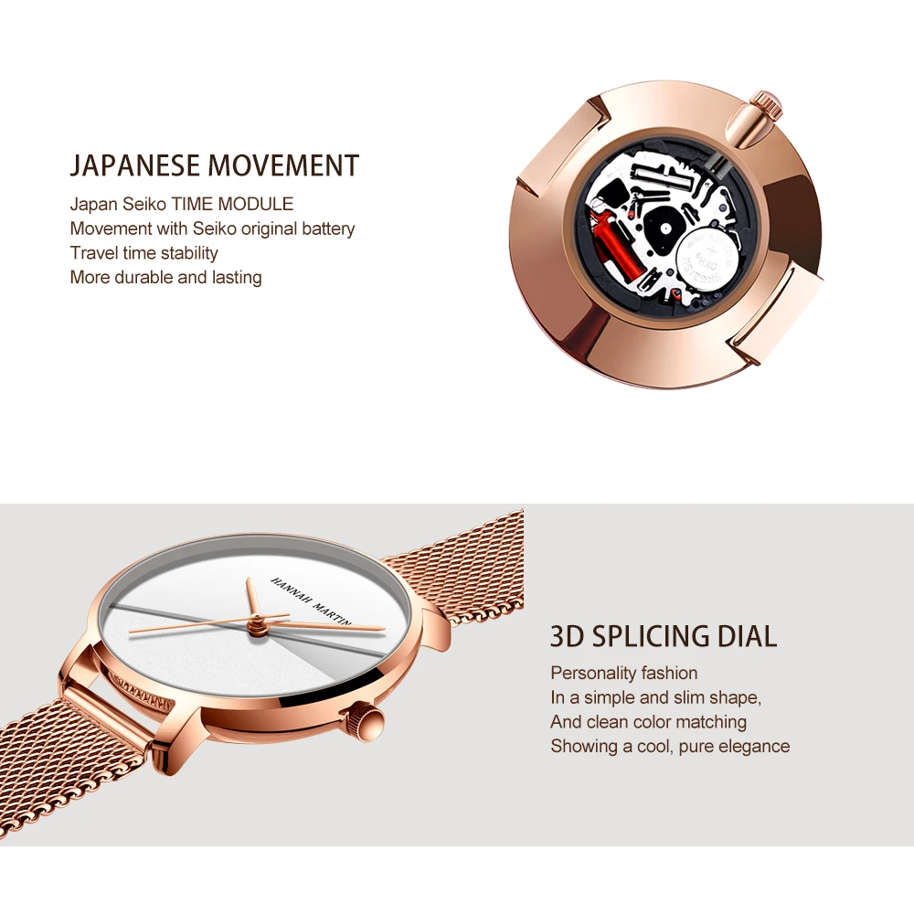 

Dropshipping A++++ Quality Japan Quartz Movement Stainless Steel Mesh Band Wrist Watch Vintage Women Waterproof ladies Watches