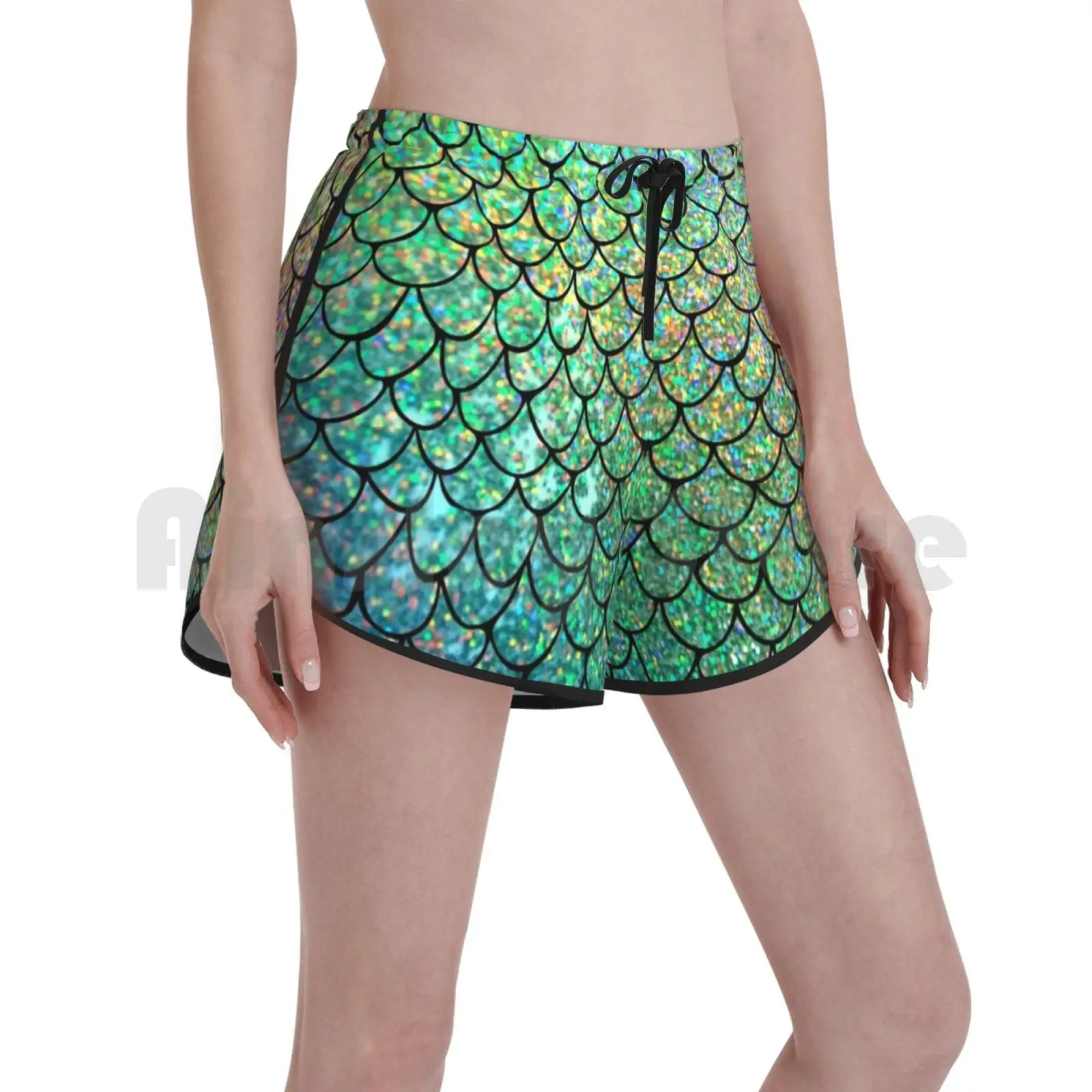 

Colorful Glitter Mermaid Scales Swim Shorts Women Beach Shorts Mermaid Fairy Tale Scale Scales Whale Tail Animal Arctic