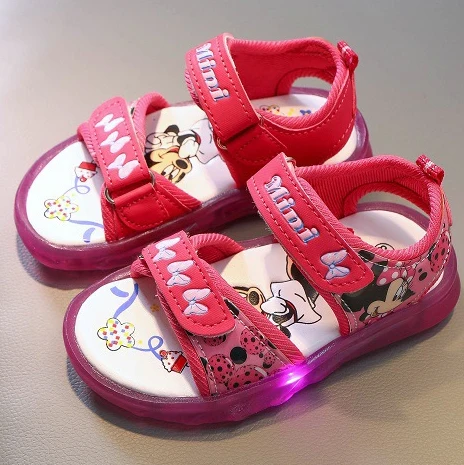 

Size 21-31 Frozen Baby Led Sandals For Kids Girls Glowing Shoes With Light up Sole Elsa Girls Luminous Sandals Toddler Sandals