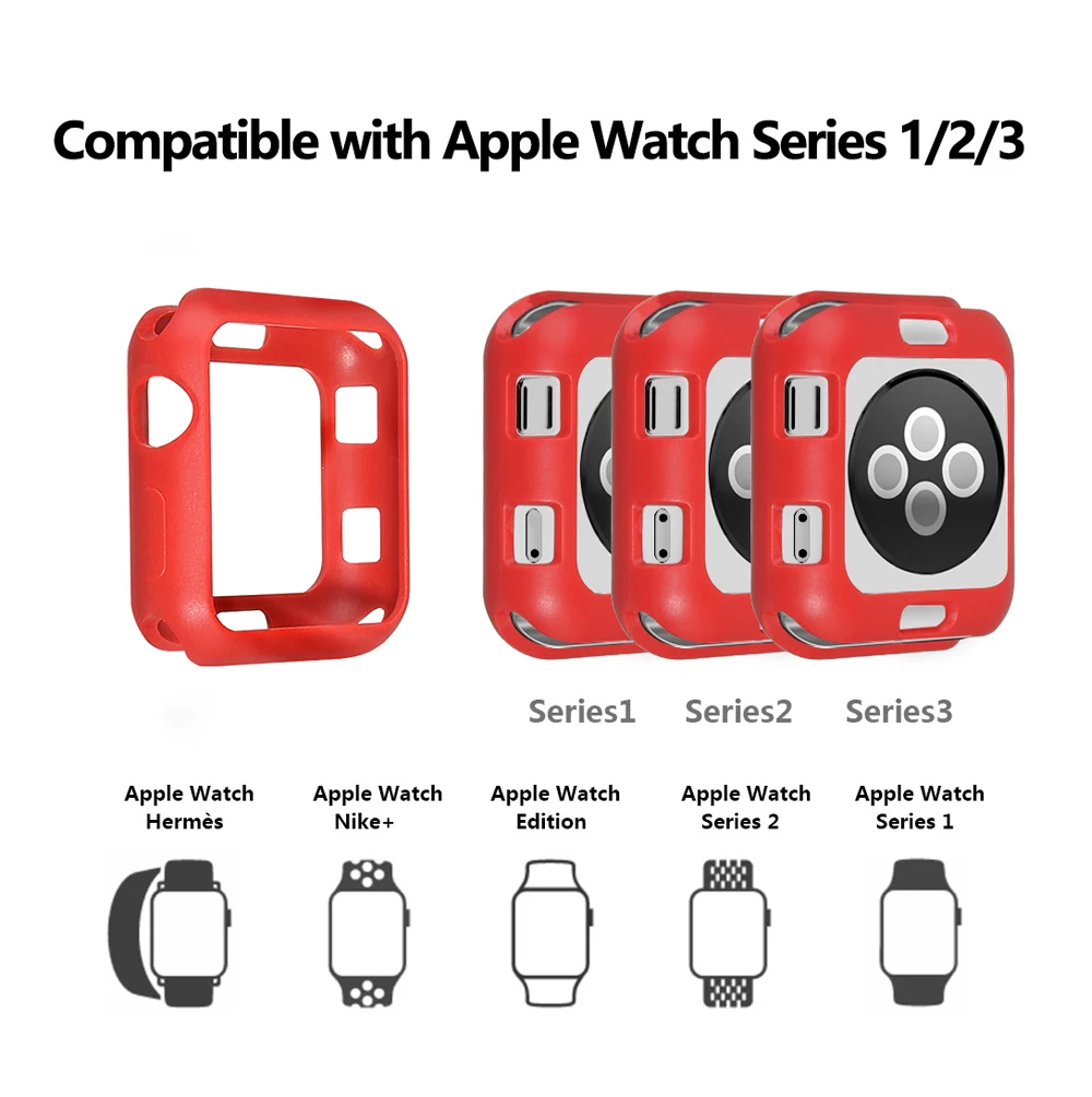 Мягкий силиконовый чехол для Apple Watch 3 2 1 42 мм 38 мм полная защитная оболочка для iWatch 4 5 40 мм 44 мм бампер для часов