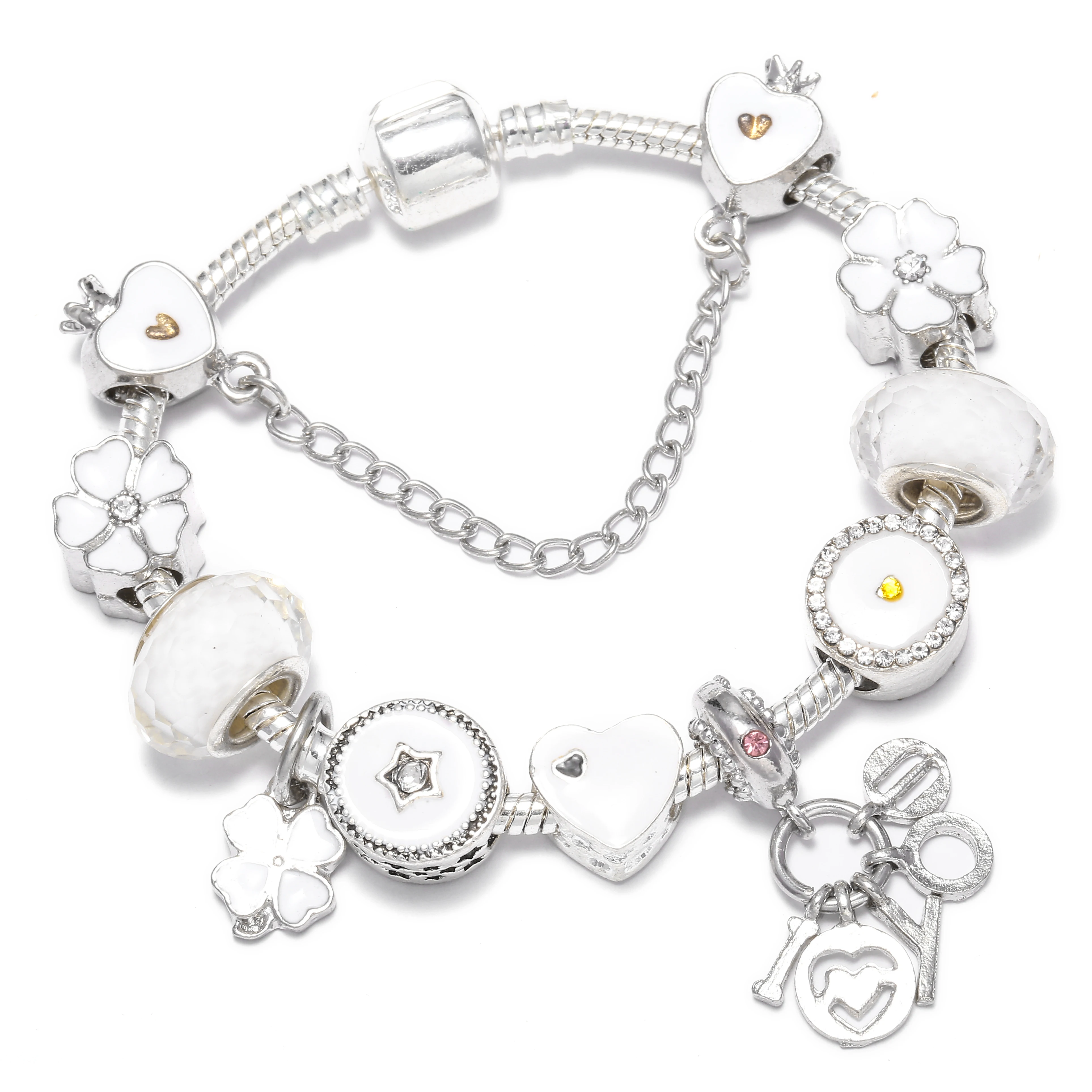 Женский браслет с подвесками в виде перьев ручной работы кулоном серебряного