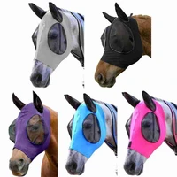 anti fly mesh equine mask horse mask stretch bug eye horse fly mask with covered ears horse fly mask long nose with ears