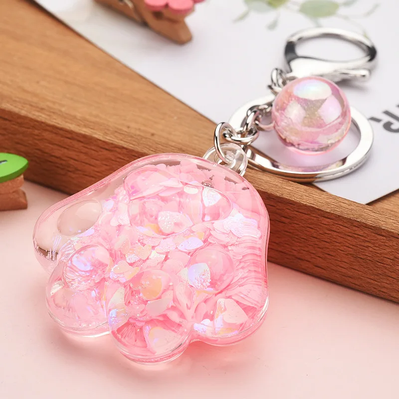 Мультфильм акриловые массаж кошка брелок с изображением лап жидкости