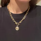 Модное золотое ожерелье с подвеской монета с портретом для женщин в стиле панк искусственная Серебряная массивная цепочка-чокер ожерелье ювелирные изделия