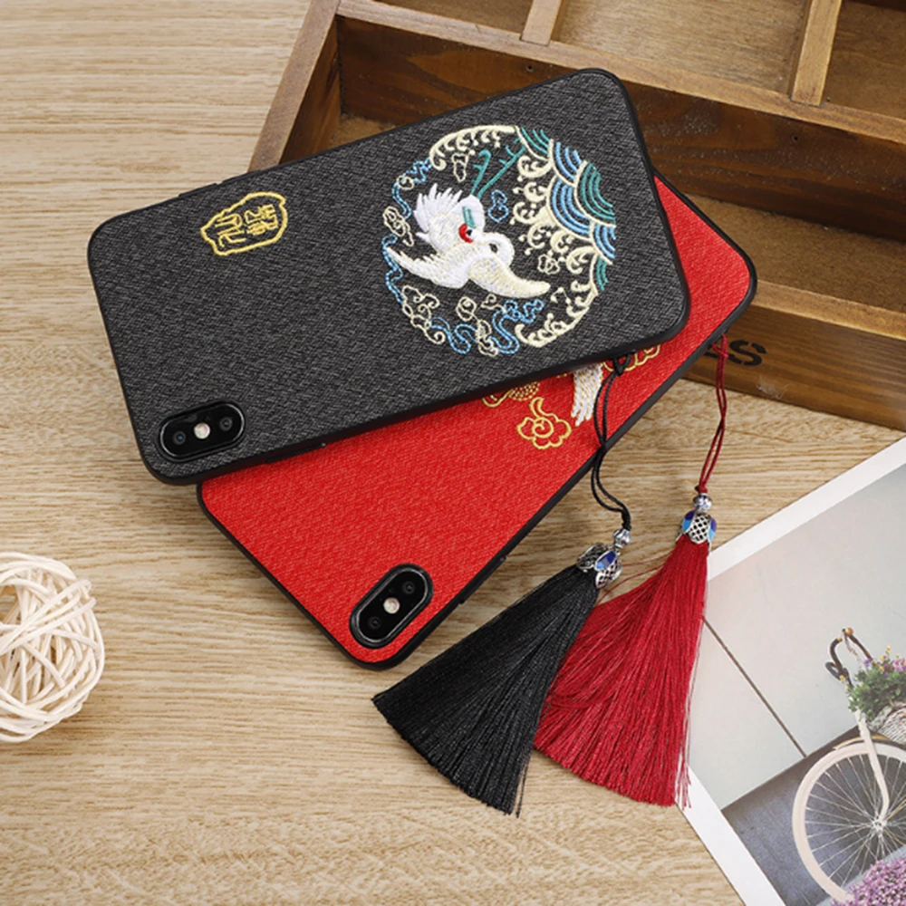 

High Quality Chinese Style Red Crowned Crane Phone Cases For Iphone11 Pro Max X Xr Xs Max 6 6S 7 8 Plus Cases