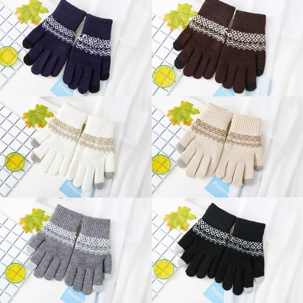 

Модные кашемировые осенне-зимние теплые уличные плотные зимние перчатки с пальцами варежки для сенсорного экрана