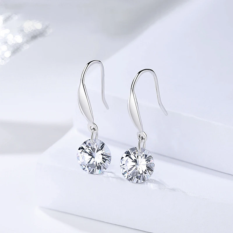 

FNJ 925 Silver Drop Earrings for Women Jewelry New Fine 100% Pure Original S925 Silver Sterling Earring