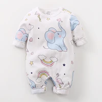 baby boys girls long sleeve cartoon print romper infant elephant pattern jumpsuit costume newborn toddler keep warm clothes
