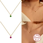 Женское ожерелье с подвеской ROXI Ins, ожерелье из стерлингового серебра 925 пробы с синей, желтой, зеленой розой, красный драгоценный камень