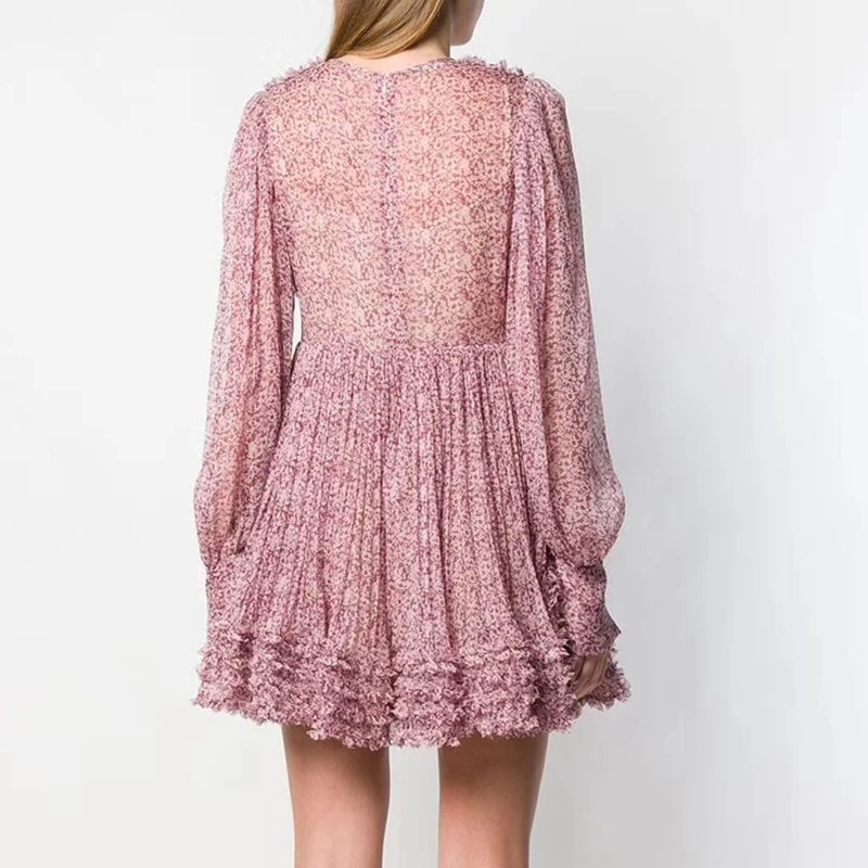 Женское платье с принтом TWOTWINSTYLE Летнее мини-платье круглым вырезом