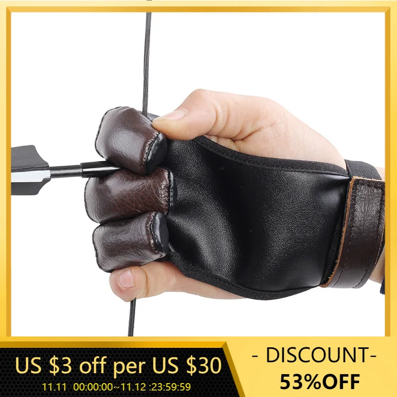 

Proteger el dedo 3 FingersCowhide Finger Gloves Hand Protection Label Gear Protective Gloves Outdoor Archery Bow Gloves Hunting