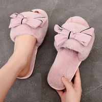 short fluff slippers women 2020 winter version hot sale wear cotton slippers non slip home warmth girls keep hot drag shoes