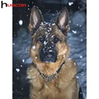 Набор для алмазной живописи Huacan 5d сделай сам, мозаика с собакой, снегом, вышивка немецкой овчарки, настенное украшение с животными
