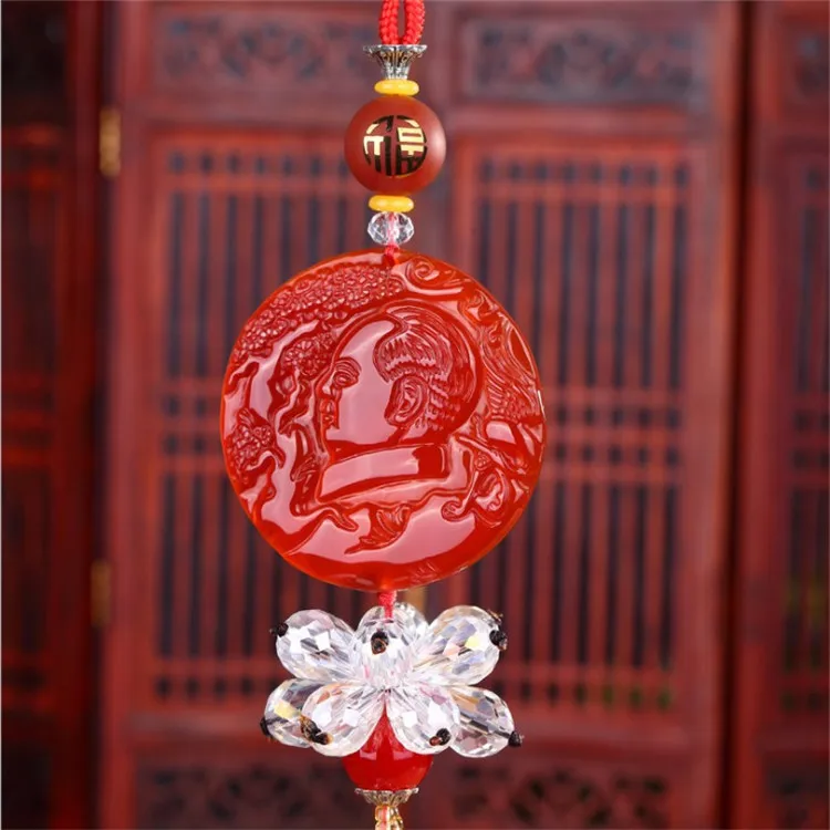 Мао цзедонг интерьер автомобиля Висячие украшения с натуральным красным агатом