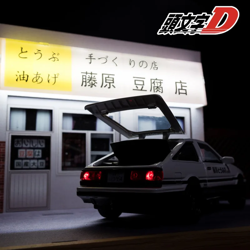 

1:28 литая модель автомобиля AE86 сцена собранная Fujiwara тофу магазин акриловые витрины пылезащитный чехол Tofo Park Lot