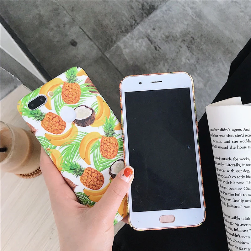 The best-selling new gold fruit and green leaf pattern mobile phone protection shell for iphone 7 case x xr max 6 8 plus |