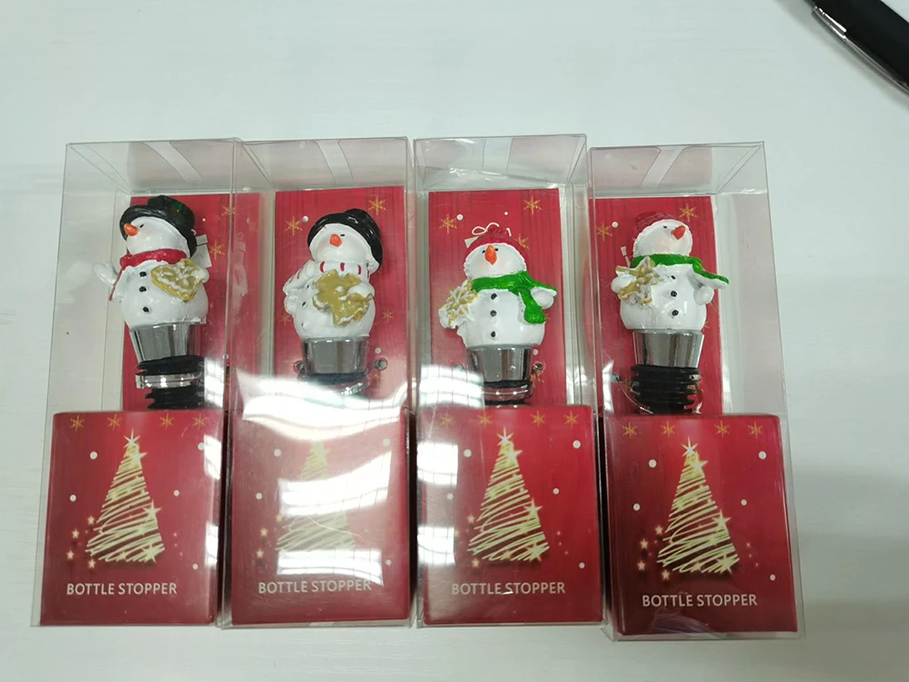 

4pcs Christmas Wine Stopper Gift Wine Stopper Aluminum Metal Wine Bottle Stopper Cute Bottles Cap Wine Cork Christmas Gift